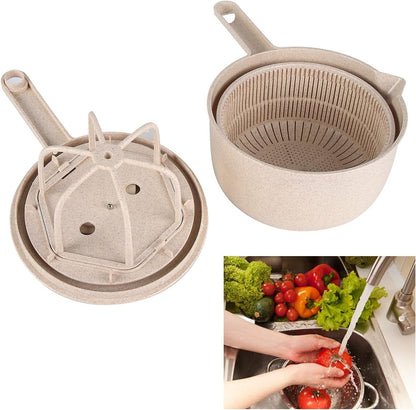 Easy to Use Pro Pump Spinner with Bowl, Colander and Built in Draining System, Salad Spinner, Large Lettuce Spinner, Salad Spinner for Kitchen(Beige) - PuriLite