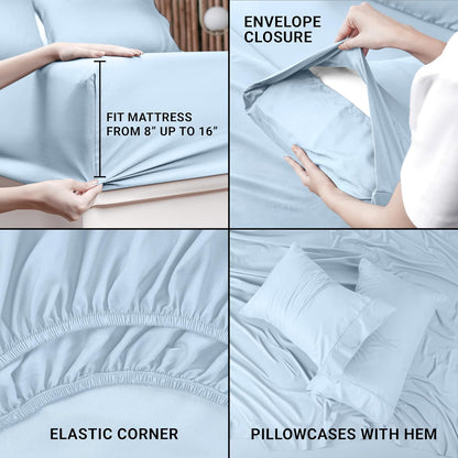 Utopia Bedding Queen Bed Sheet Set - 4 Piece Bedding - Soft Brushed Microfiber Fabric - Shrinkage & Fade Resistant - Easy Care (White) - PuriLite