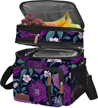 Lunch Bag for Women Men Double Deck Lunch Box - Leakproof Insulated Soft Large Lunch Cooler Bag, MIYCOO (Black,15L) - PuriLite