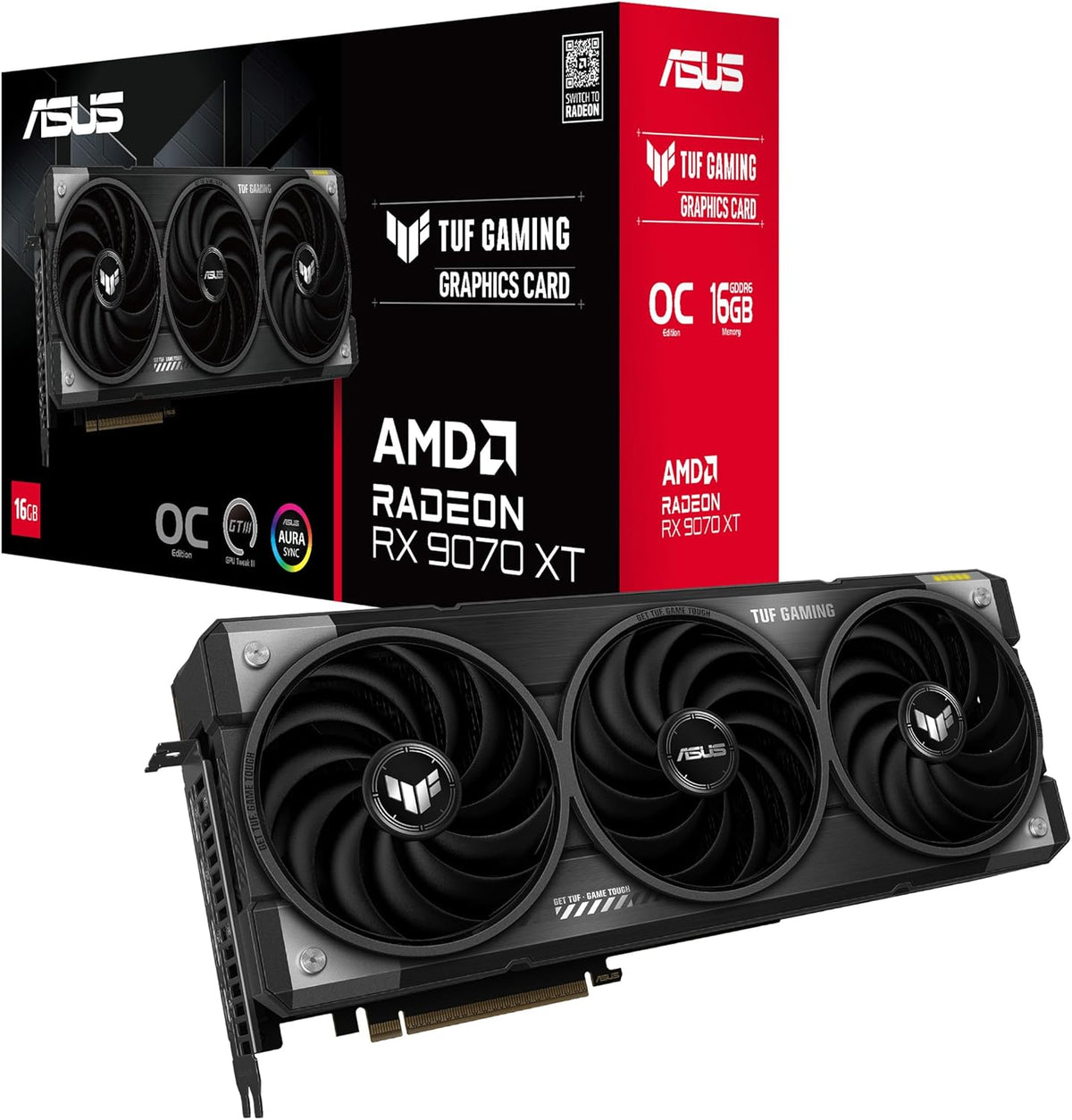ASUS Prime Radeon™ RX 9060 XT 16GB GDDR6 OC Edition Graphics Card (PCIe 5.0, HDMI/DP 2.1, 2.5-Slot Design, axial-tech Fans, Dual Ball Fan Bearings, Dual BIOS, ASUS GPU Guard) - PuriLite