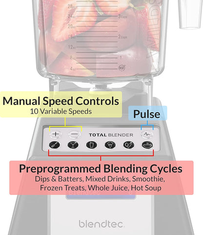 Blendtec Total Classic Original Blender and 75 oz FourSide Blender Jar - Kitchen Blender Bundle - Red - PuriLite