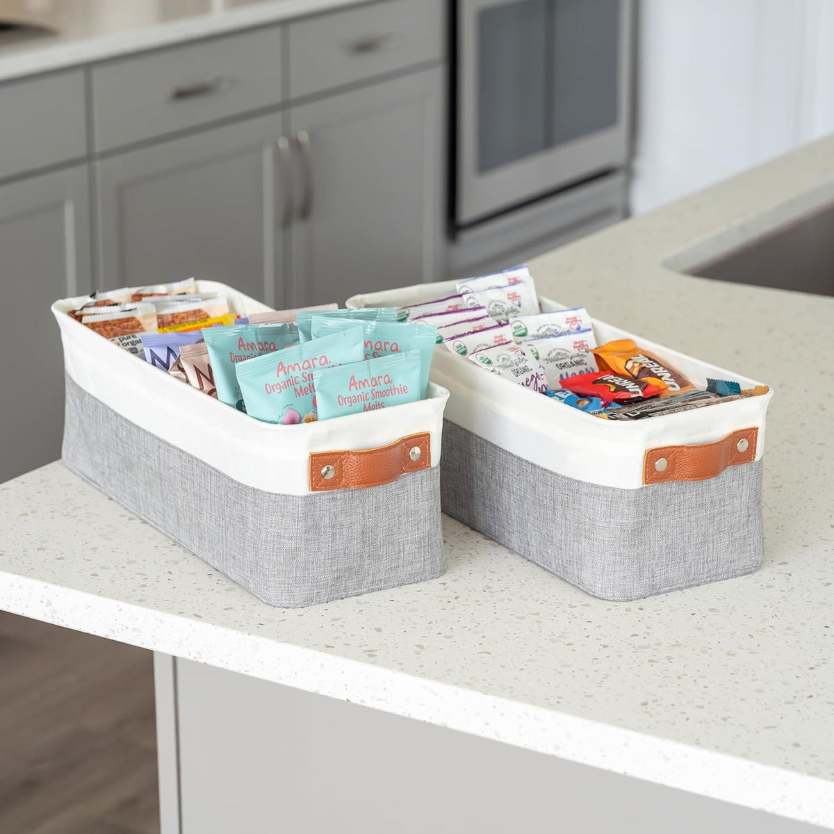 OrganiHaus Large Fabric Storage Baskets for Shelves 3 Pack, 15x11in Closet Storage Bins for Shelves, Cloth Baskets, Fabric Storage Cubes, Linen Closet Organizers, Fabric Basket, White Basket - PuriLite