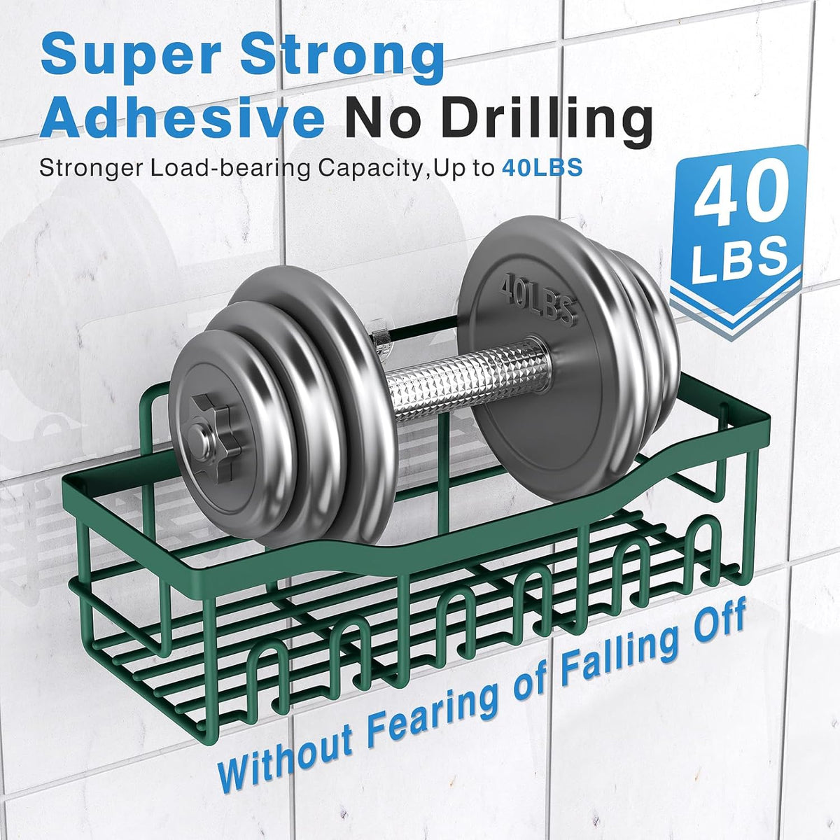 EUDELE 5-Pack Rustproof Stainless Steel Shower Caddy – No Drill Adhesive Bathroom Organizer with Large Capacity, Spacious Shower Shelves for Inside Shower, Kitchen & Home Decor Storage - PuriLite