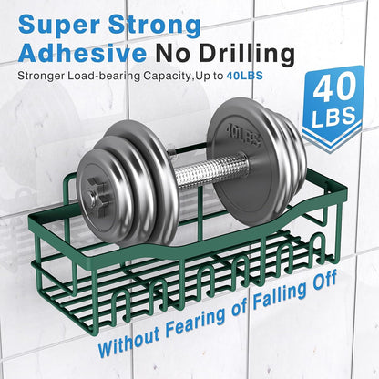 EUDELE 5-Pack Rustproof Stainless Steel Shower Caddy – No Drill Adhesive Bathroom Organizer with Large Capacity, Spacious Shower Shelves for Inside Shower, Kitchen & Home Decor Storage - PuriLite
