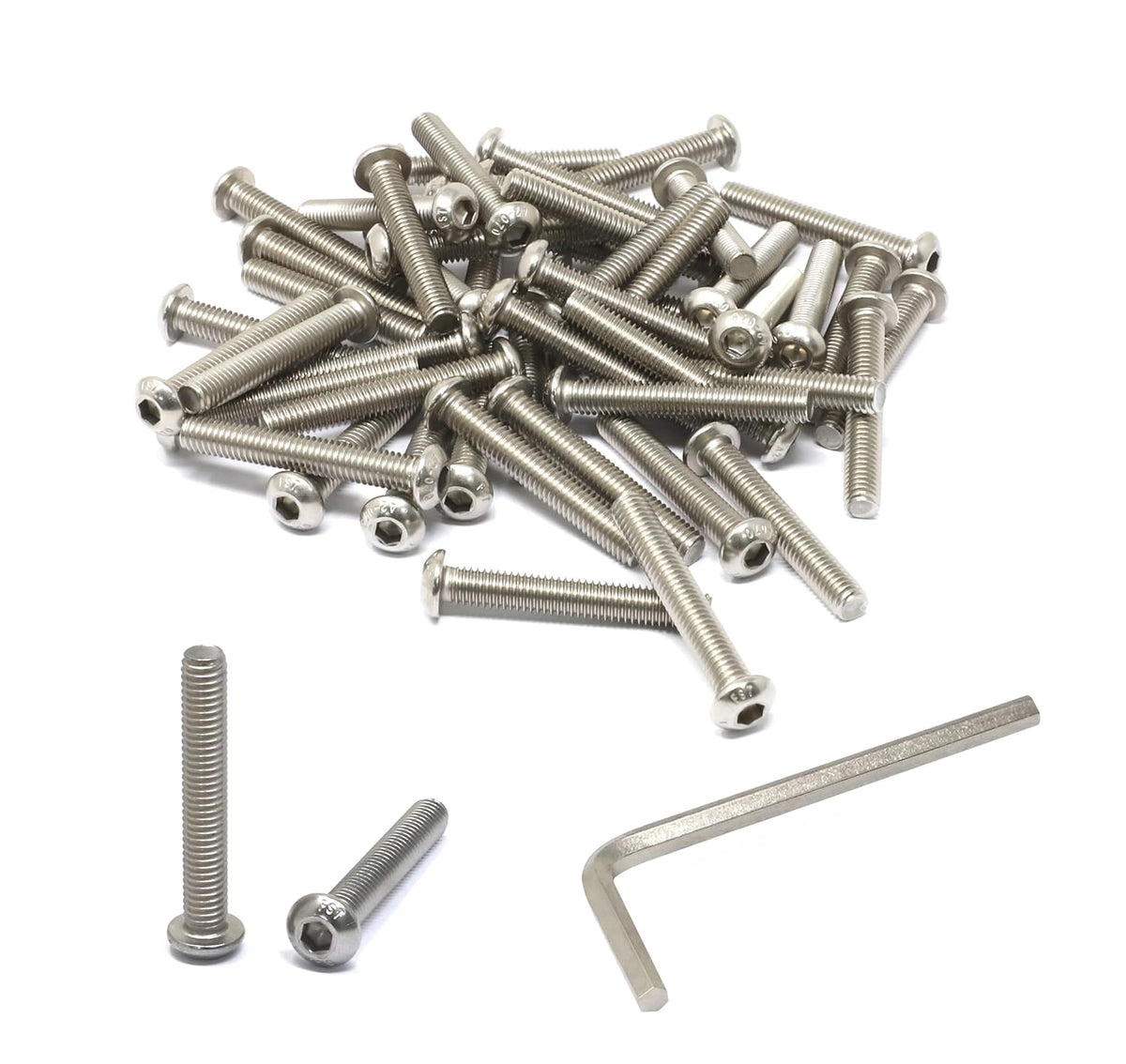 iexcell 50 Pcs M6 x 20mm Thread Pitch 1 mm Stainless Steel 304 Hex Socket Button Head Cap Screws Bolts Kit - PuriLite