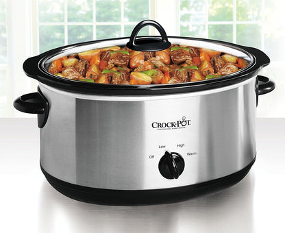 Crock-Pot 7-Quart Oval Manual Slow Cooker | Stainless Steel (SCV700-S-BR) - PuriLite