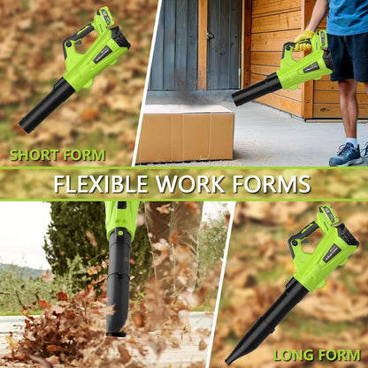 GREENER 21V Leaf Blower Cordless - 460CFM/145MPH Turbo Mode Electric Leaf Blower with 2 X 4.0Ah Battery and Fast Charger Included, Blowing Leaves and Dust, Patio Cleaning - PuriLite
