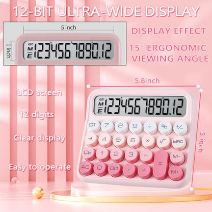 VEWINGL Mechanical Switch Calculator, 12 Digit Large LCD Display and Buttons, Great for Everyday Life and Basic Office Work, with Battery - PuriLite
