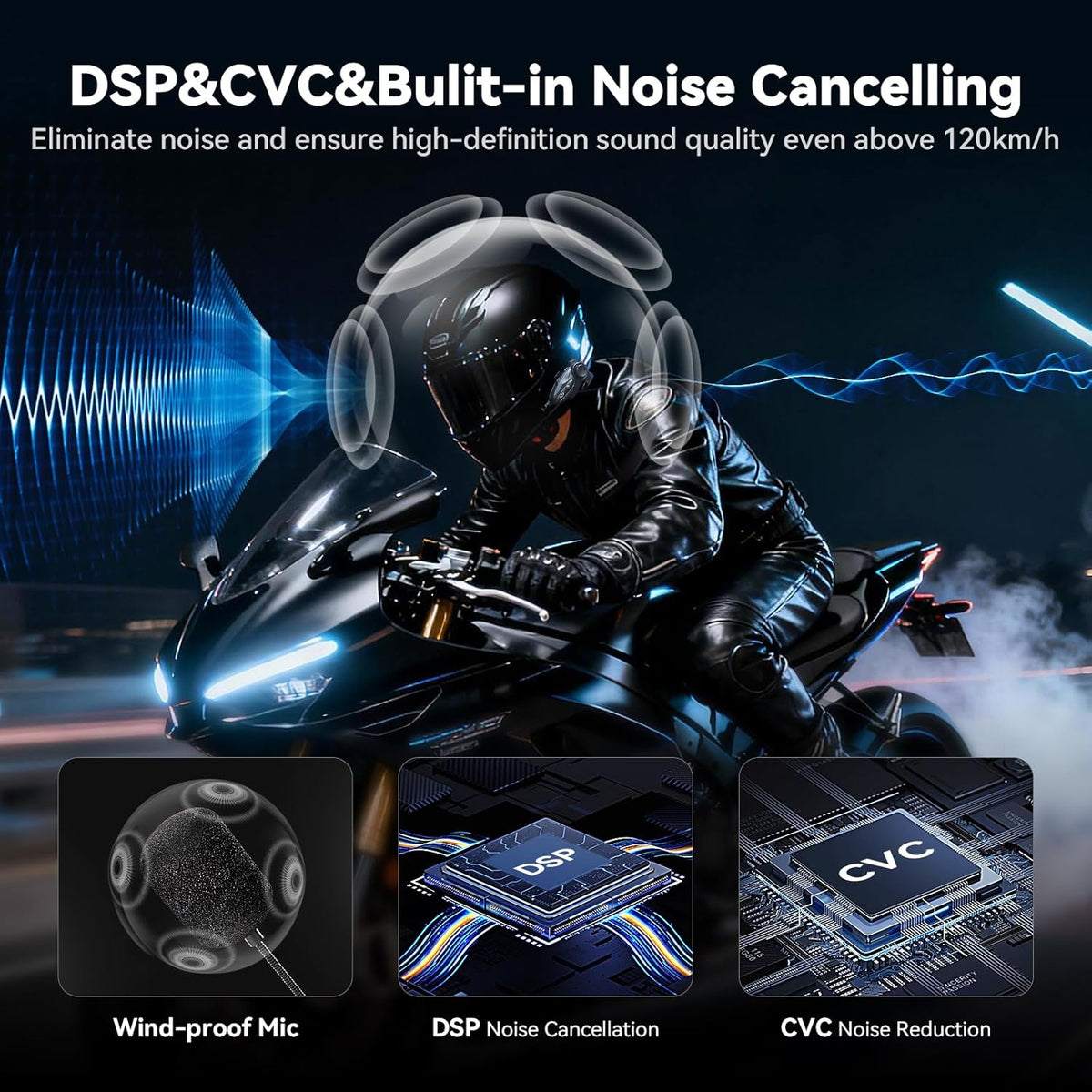 XGP X10 Mesh Motorcycle Bluetooth Headset – 10 Riders Group Intercom 3000m Range, Bluetooth 5.3 Helmet Communication System with Audio Multitasking, Music Sharing & IP67 Waterproof (2 Pack) - PuriLite