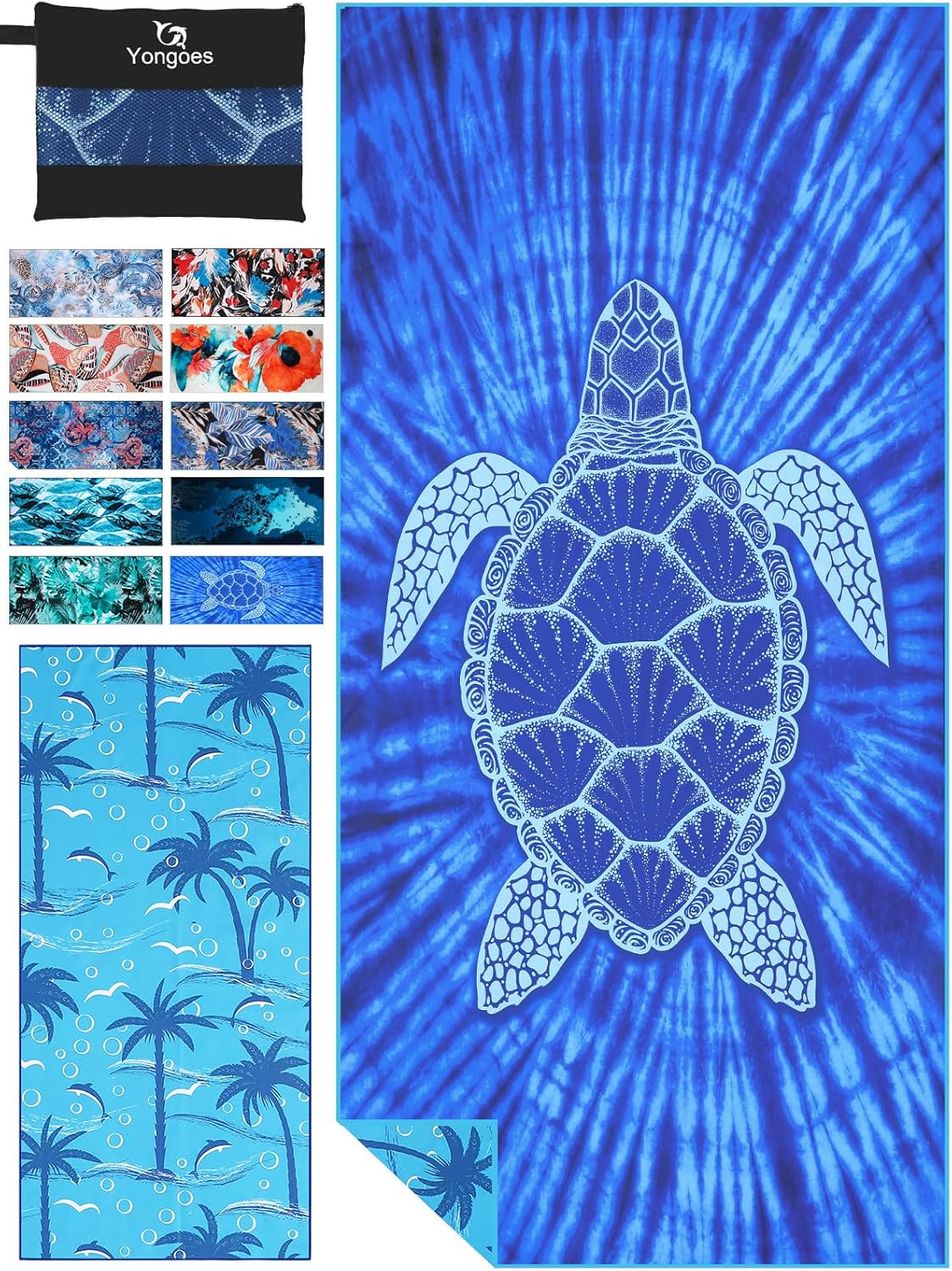 4 Pack Microfiber Lightweight Thin Beach Towel Sand Free Quick Dry Super Absorbent Compact Oversized Large Towels for Swimming Pool Yoga Gym Travel Vacation Beach Accessories Essentials for Adults - PuriLite