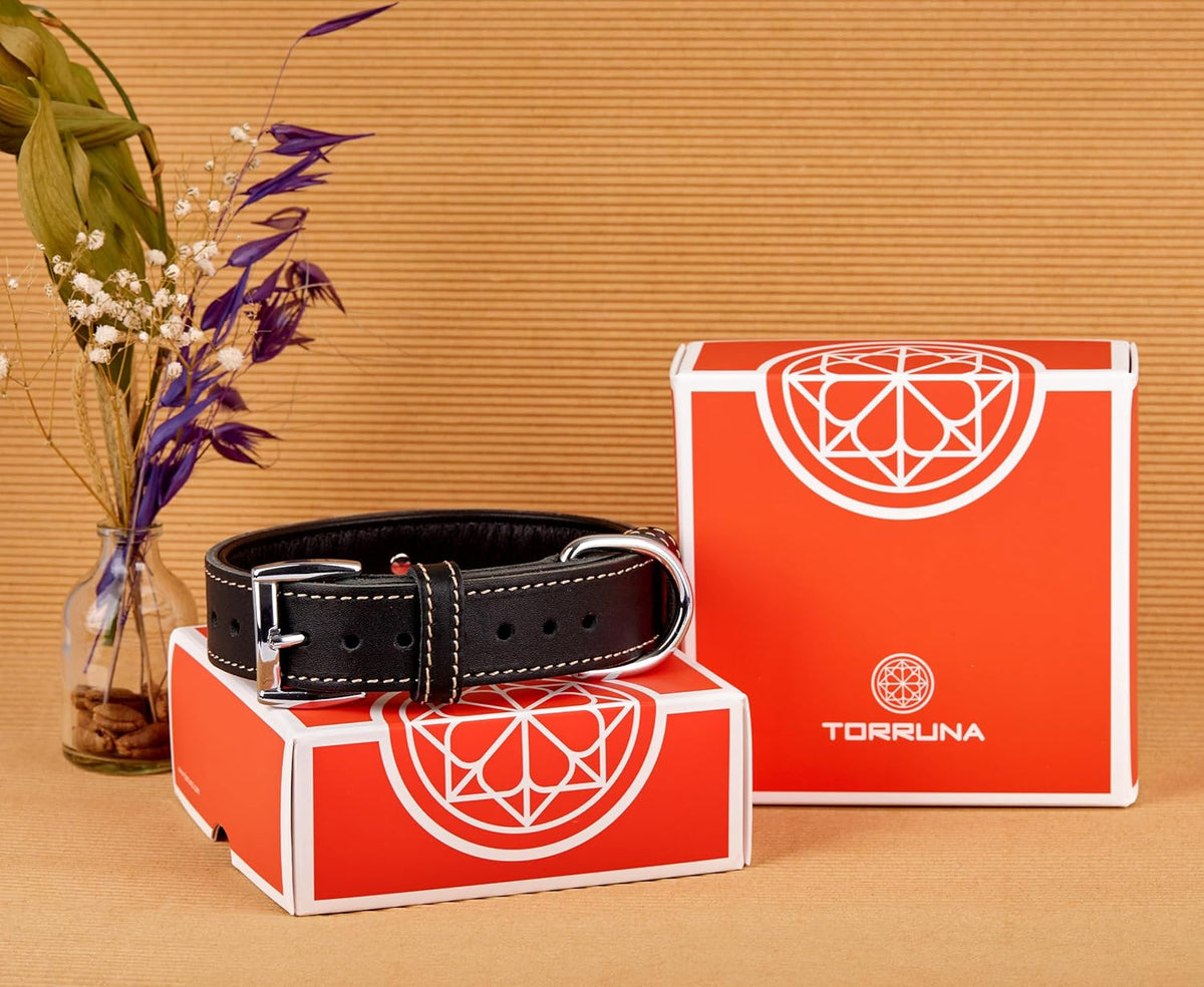 TORRUNA Soft Leather Dog Collar | Dog Collars for Small, Medium and Large Dogs | Durable Heavy Duty Dog Collars - PuriLite
