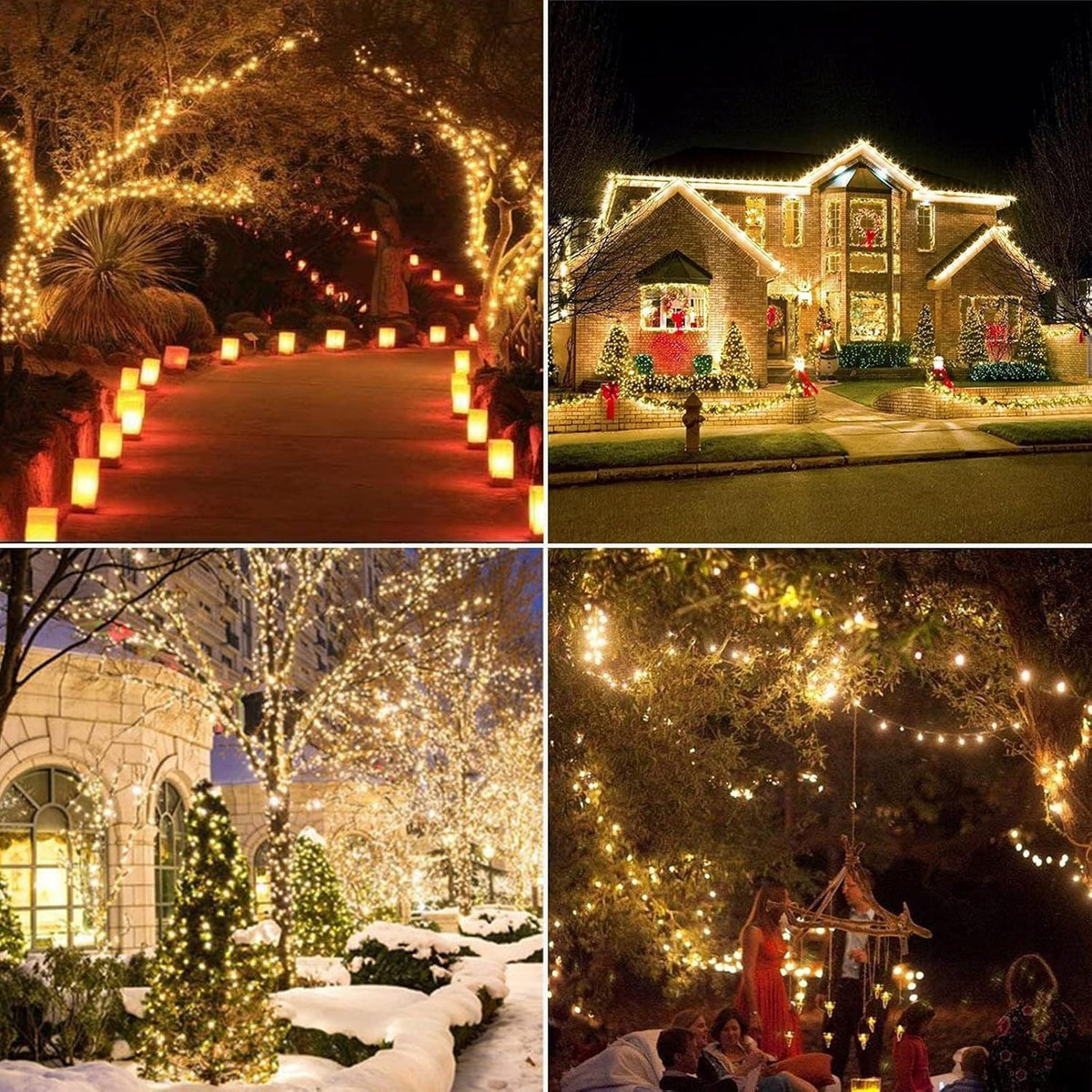 Haili Halloween Lights Outdoor, 105 FT 300 LED Halloween String Lights with Memory Function, Plug in 8 Mode String Lights for Halloween,Christmas,Party, Patio, House Decoration (Purple Orange) - PuriLite