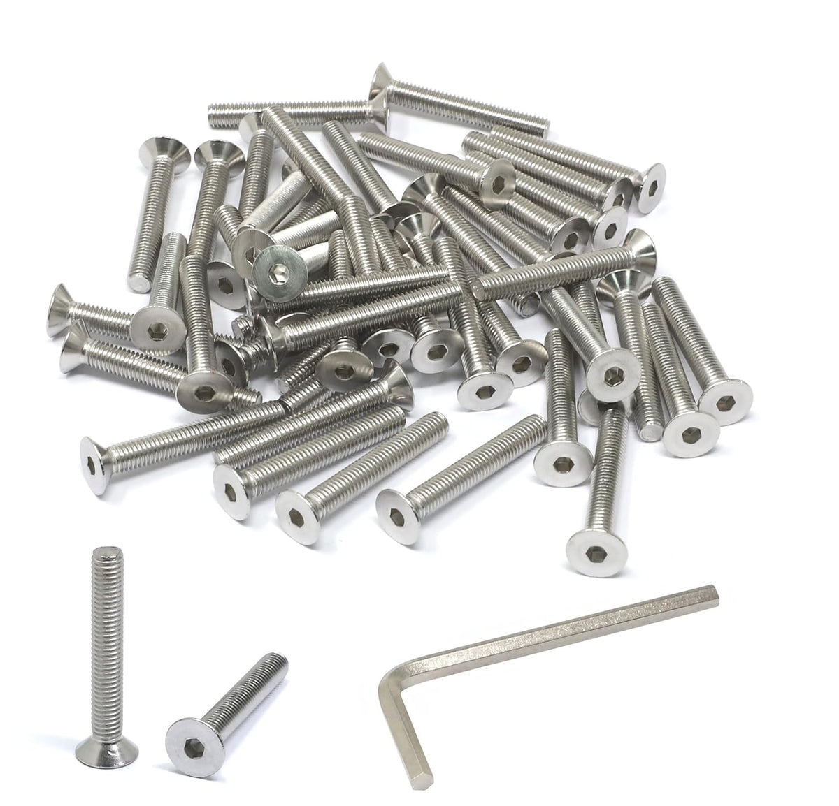 iexcell 5 Pcs M8 x 80mm Thread Pitch 1.25 mm Stainless Steel 304 Hex Socket Flat Head Cap Screws Bolts Kit - PuriLite
