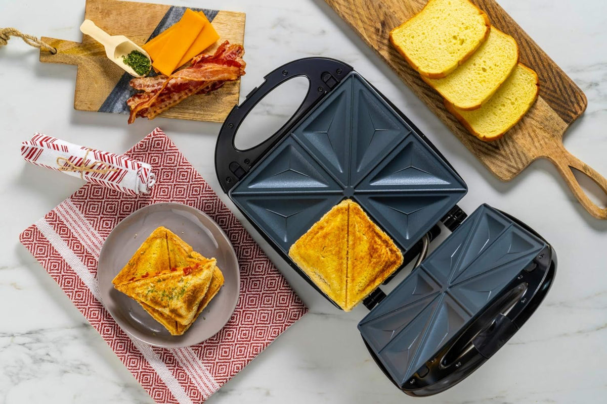 Oster DiamondForce Sandwich Maker, Stainless Steel & Black - PuriLite