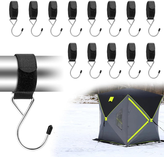 RunNico 14Pcs Ice Fishing Shelter Coat Hooks-Heavy Duty Ice Fishing Shelters Accessory for Ice Fishing Tent Outdoor Camping Hunting - PuriLite