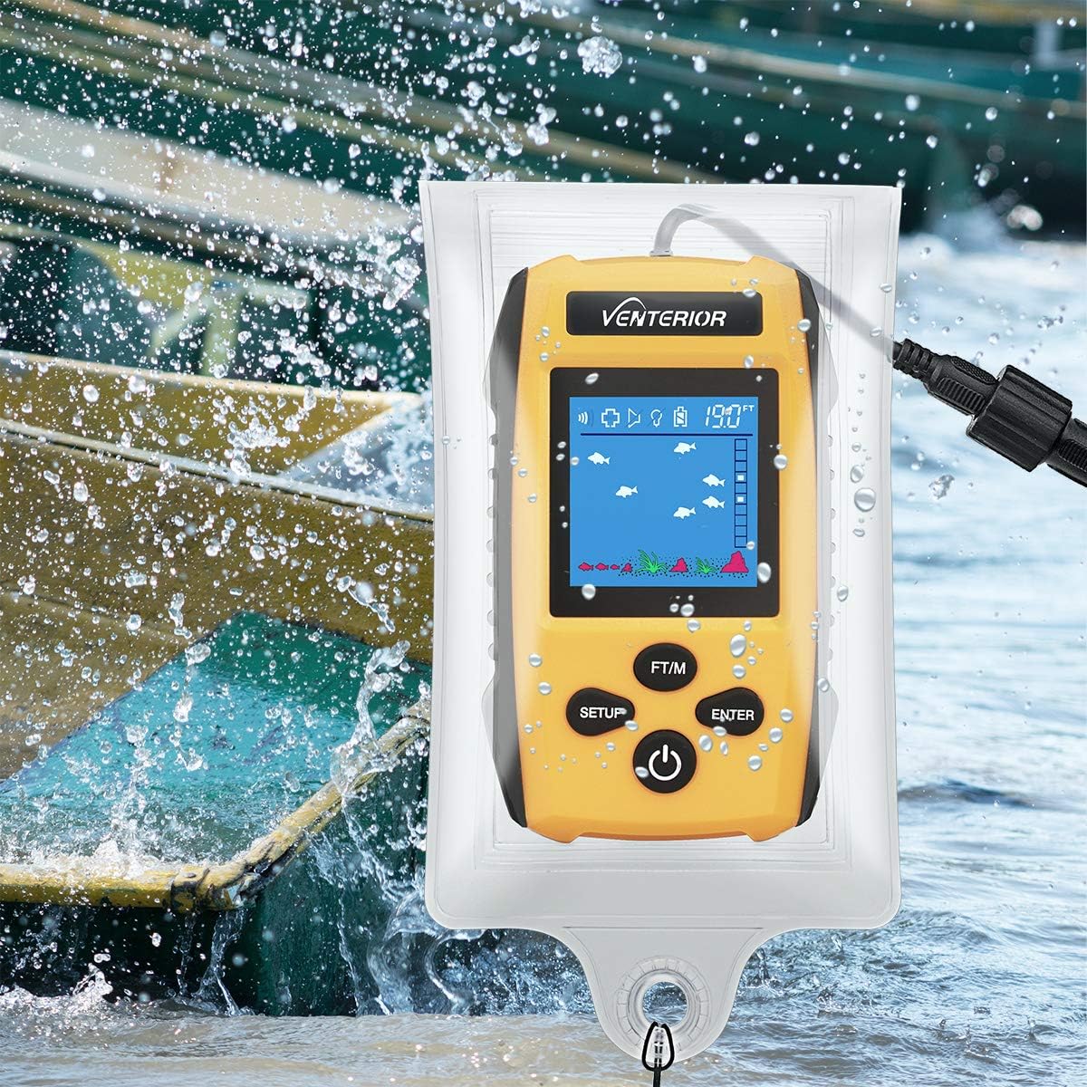 Venterior Water Resistant Bag Case for Portable Fish Finder Display Host (Black) - PuriLite