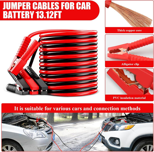 Car Emergency Kit with Tow Rope, Jumper Cables, Tire Repair & First Aid
