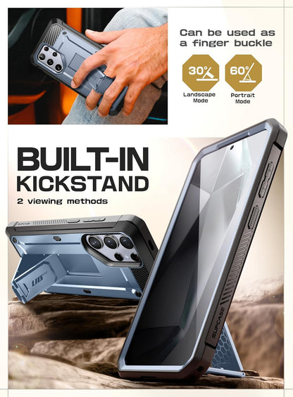 SUPCASE Unicorn Beetle Pro Case for Samsung Galaxy S23 Ultra 5G (2023), [Extra Front Frame] Full-Body Dual Layer Rugged Belt-Clip & Kickstand Case with Built-in Screen Protector (Black) - PuriLite