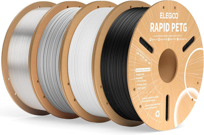 ELEGOO Rapid PETG Filament 1.75mm Black 1KG, 3D Printer Filament Max 600 mm/s High Speed Printing, Dimensional Accuracy +/- 0.02 mm Fit Most FDM Printer 1kg Cardboard Spool - PuriLite
