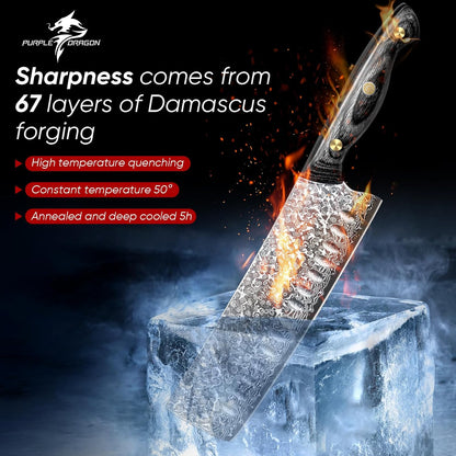 Purple Dragon Damascus Fish Fillet Knife - 7 inch Flexible Boning Knife with VG10 Core, Kitchen Slicing Knife with Full Tang Handle, Birthday Dad Mom Gift - PuriLite