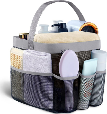 Attmu Mesh Shower Caddy Portable for College Dorm Room Essentials with 8 Pockets, Hanging Shower Caddy Basket Tote Bag Toiletry Accessories for Bathroom - PuriLite