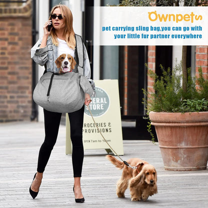 Ownpets Pet Dog Sling Carrier Bag Adjustable Padded Strap Dog Hand Free Safe Mesh Pet Carrier for Small Medium Dog Cat, Fit 10lbs up to 20 Pounds - PuriLite