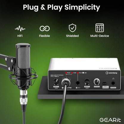 GEARit XLR Male to Female Microphone Cable (10 Feet, 6-Pack) 3-Pin Balanced Shielded Mixer, Recording Studio, Podcast - Black - PuriLite