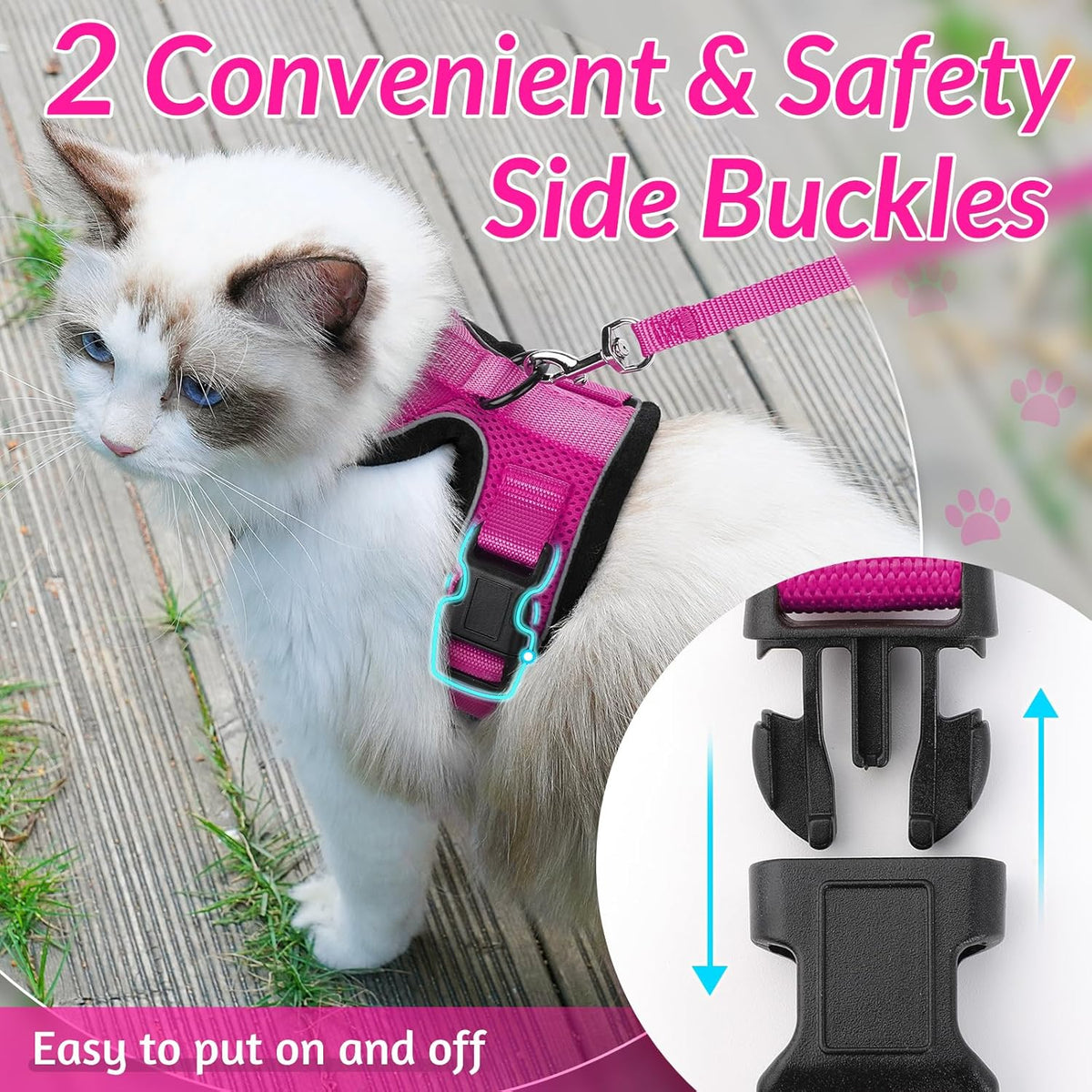 rabbitgoo Cat Harness and Leash for Walking, Escape Proof Soft Adjustable Vest Harnesses for Small Medium Cats, Easy Control Breathable Reflective Strips Jacket, XS, Black - PuriLite