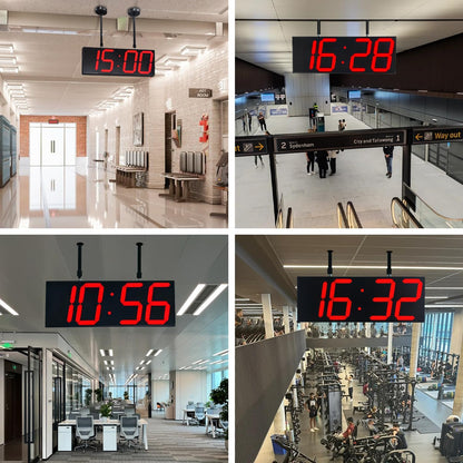 CHKOSDA Digital Wall Clock with Double Sided Display, Large Digital Clock with Timer,Alarm,Temperature and Date,Two Faced Hanging Wall Clock with 6''Number (White) - PuriLite