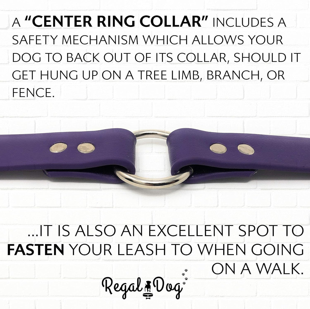 Regal Dog Products Medium Orange Dog Collar with Heavy Duty Double Buckle & D Ring | Vinyl Coated, Custom Fit, Adjustable Biothane Dog Collar Chew Resistant Waterproof Center-Ring Collar for Dogs - PuriLite