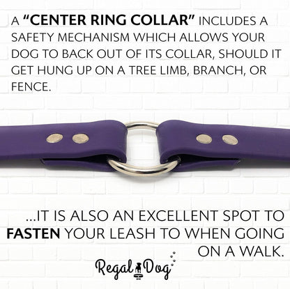 Regal Dog Products Medium Orange Dog Collar with Heavy Duty Double Buckle & D Ring | Vinyl Coated, Custom Fit, Adjustable Biothane Dog Collar Chew Resistant Waterproof Center-Ring Collar for Dogs - PuriLite