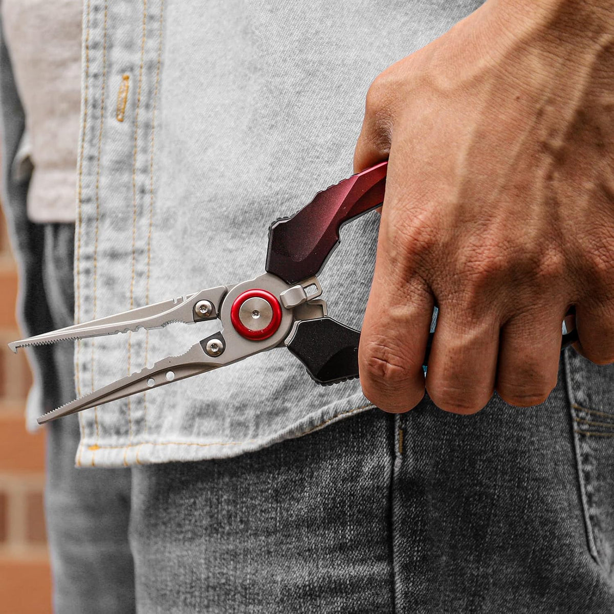 TRUSCEND Lockable Handy Fishing Pliers with Innovative Ergonomic Handle, Saltwater Corrosion Resistant Teflon Coated Fishing Tool, Multi-Function Fishing Gear with Mo-V Cutter, Amazing Fishing Gift - PuriLite