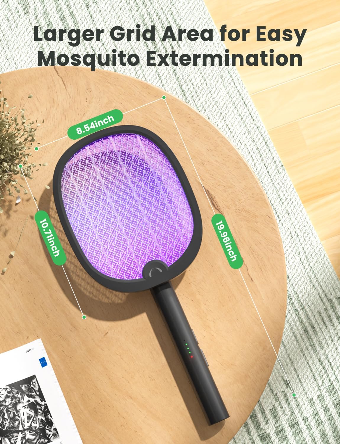 YISSVIC Bug Zapper Racket 4000 Volt Electric Fly Swatter Fly Zapper Dual Modes with Attractant Light Rechargeable Black - PuriLite