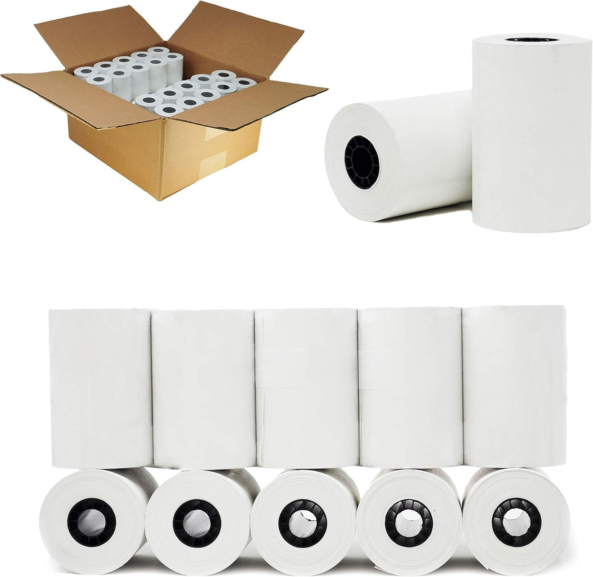 (50 Rolls) 2 1/4 x 50 Thermal Paper Receipt Rolls 2.25 x 50 ft POS Cash Register fits All Credit Card Terminals - PuriLite