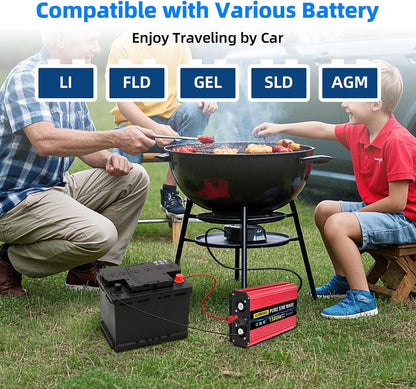 SUNWHEEL 4000W Pure Sine Wave Inverter, 12V DC to 110V/120V AC Power Inverter for RV、Microwave、Off Grid、Truck、Refrigerator、Air Conditioner with 4 AC outlets and LCD Display - PuriLite
