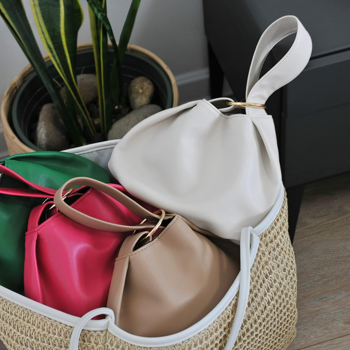 Women's Clutch Soft Vegan Leather Hobo Top Handle Bag Small Tote Purse - PuriLite