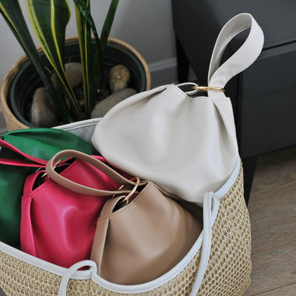Women's Clutch Soft Vegan Leather Hobo Top Handle Bag Small Tote Purse - PuriLite