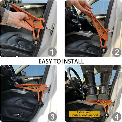 TOOENJOY Universal Fit Car Door Step, Foldable Roof Rack Door Step Up on Door Latch, Supports Both Feet, Easy Access to Rooftop for Most Car, SUV, Truck, Max Load 400 lbs (Orange)