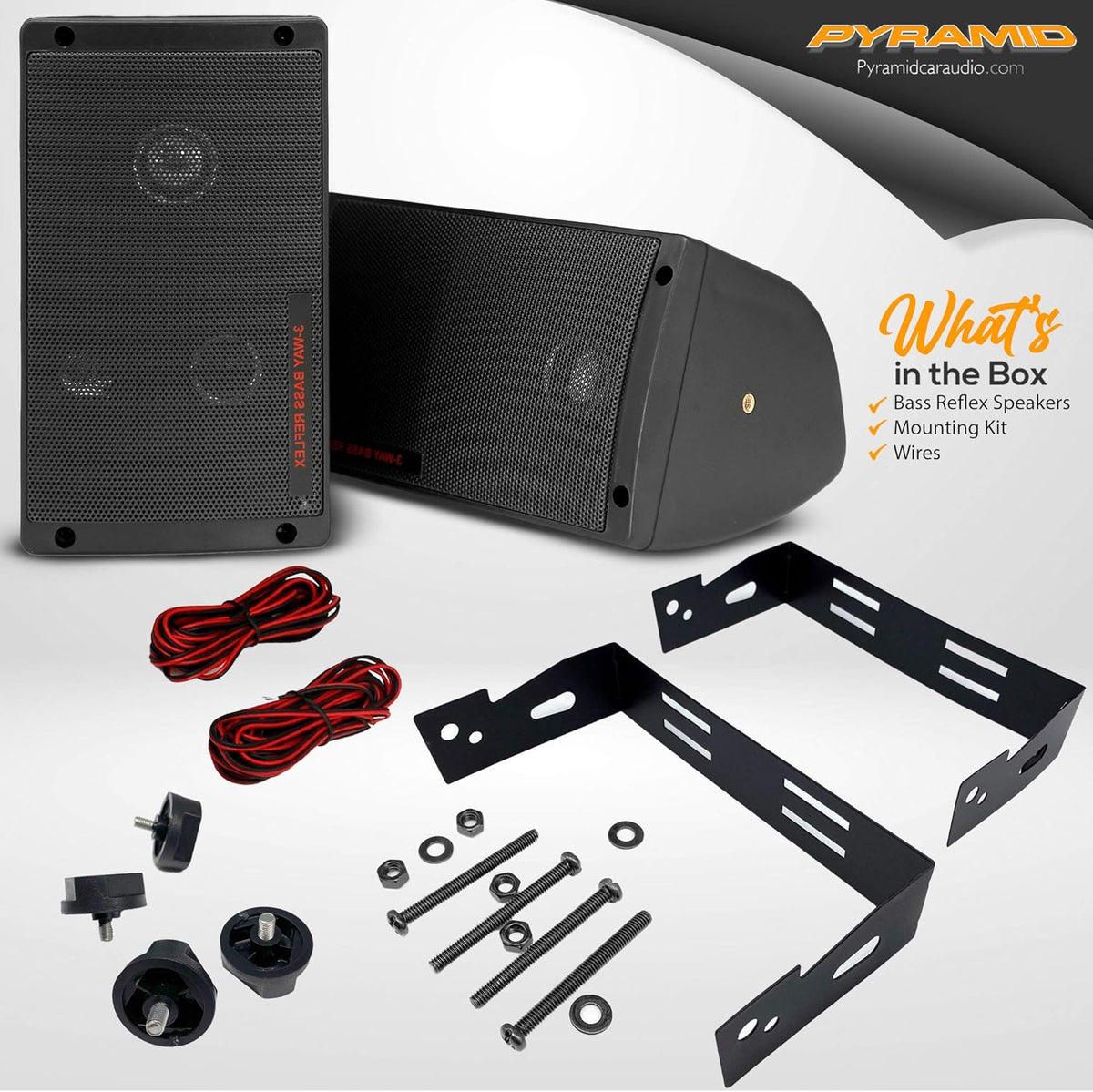 Pyramid Outdoor Speaker, 200 Watt 3-way Mini Box Speaker System, Perfect for Indoor and Outdoor Use, 3.25" Powerful Woofer, Pair - PuriLite