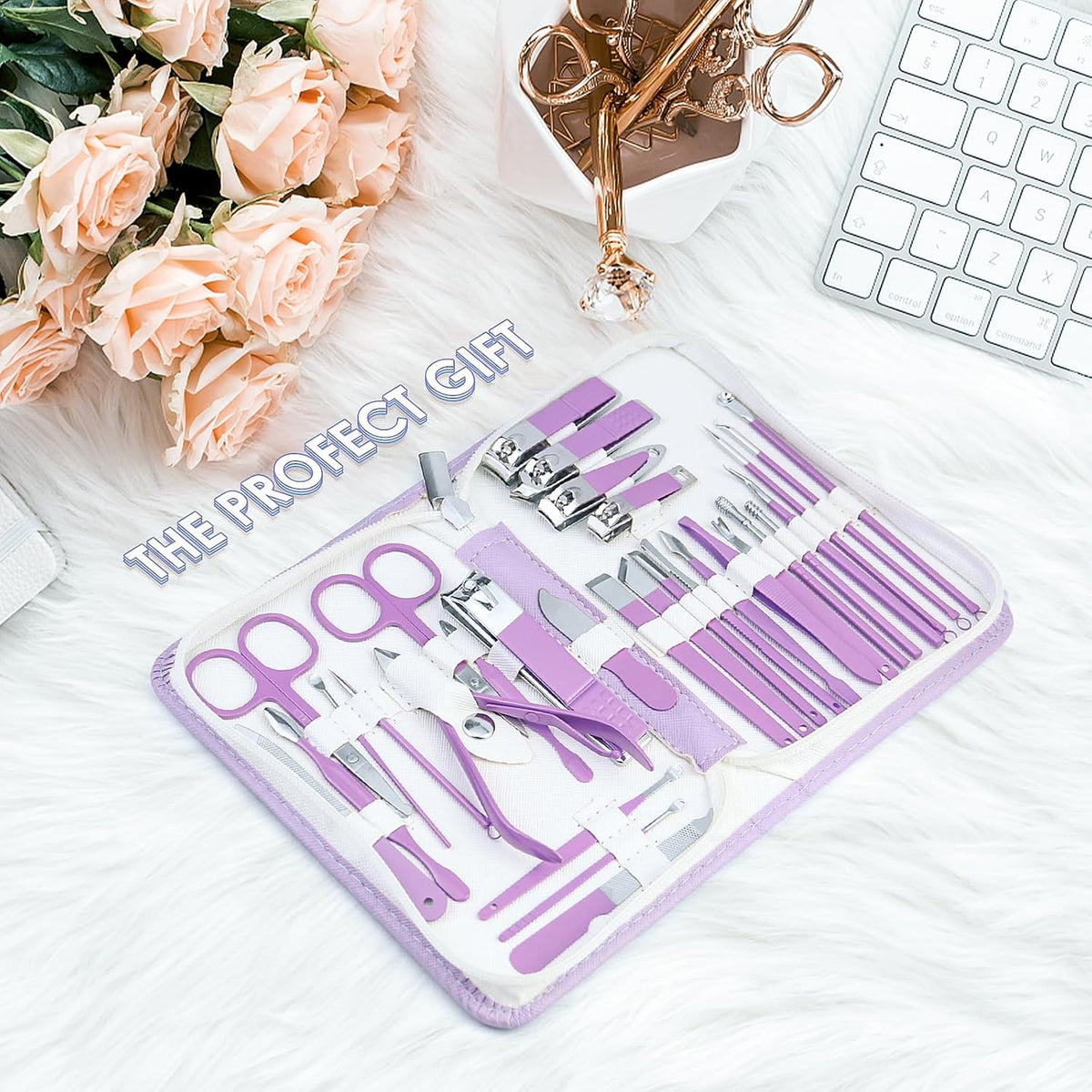 WOAMA Manicure Set 30 in 1 Nail Clipper Set Nail Kit for Women Men Stainless Steel Manicure Kit Professional with Travel Case - PuriLite