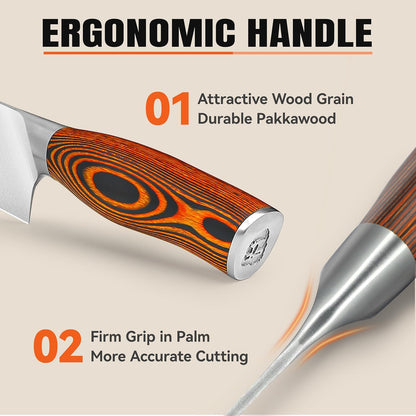 TUO Boning Knife - Razor Sharp Fillet Knife - High Carbon German Stainless Steel Kitchen Cutlery - Pakkawood Handle - Luxurious Gift Box Included - 7 inch - Fiery Phoenix Series - PuriLite