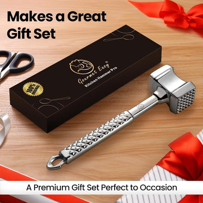 Stainless Steel Meat Tenderizer Tool, Premium Meat Mallet with Non-Slip Grip, Dual-Sided with Heart Shape Design for Tenderizing Steak, Poultry & Chicken Cutlet, Dishwasher Safe, Lifetime Replacement - PuriLite