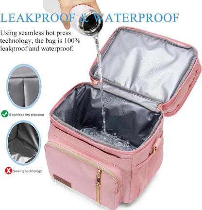 Lunch Bag for Women Men Double Deck Lunch Box - Leakproof Insulated Soft Large Lunch Cooler Bag, MIYCOO (Black,15L) - PuriLite