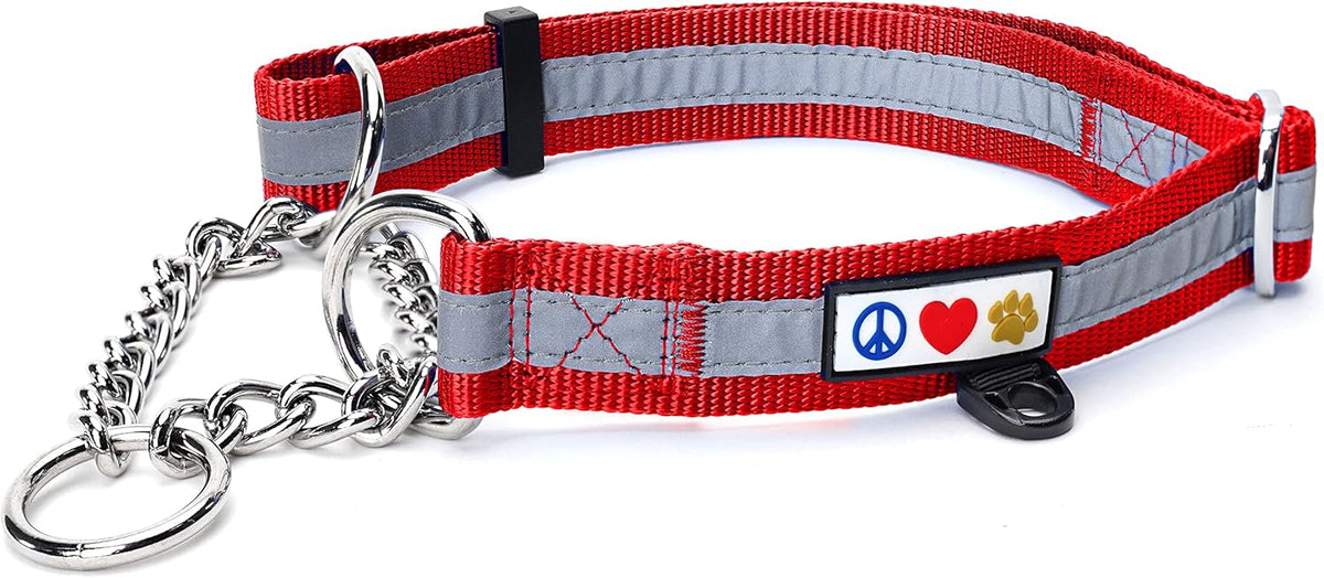 Pawtitas Chain Martingale Dog Collar Puppy Collar Reflective Dog Collar Training Dog Collar Behavioral Dog Chain Collar Collar Large Dog Collar Orange Dog Collar - PuriLite