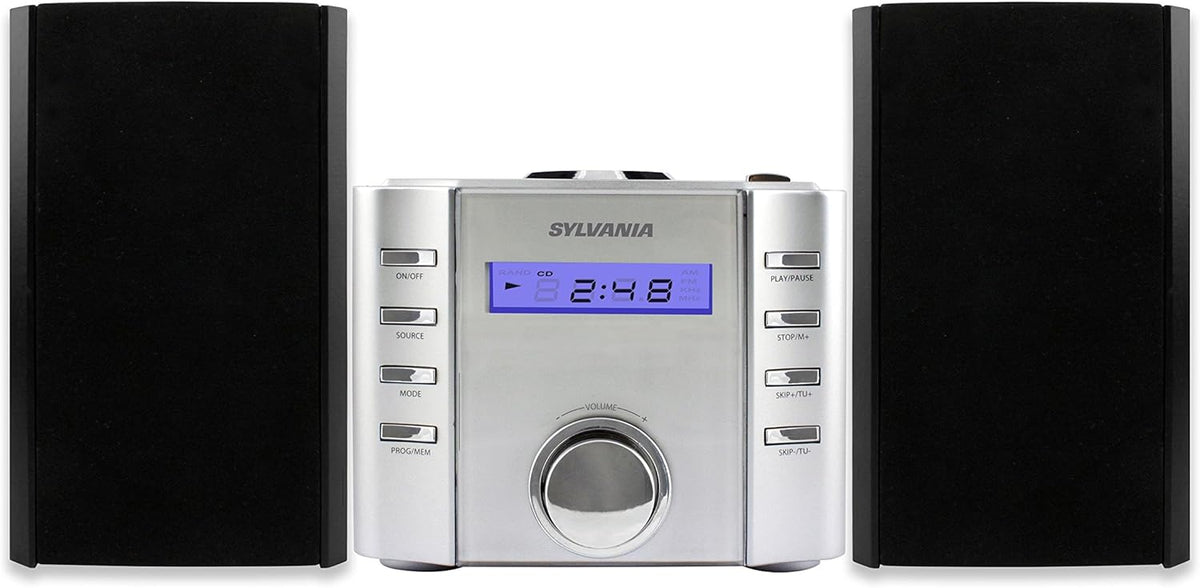 Sylvania SRCD804BT CD Microsystem with Radio & Bluetooth, Black - PuriLite