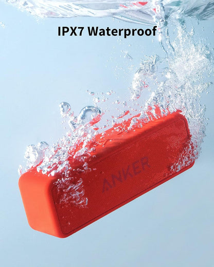 Anker SoundCore 2 Portable Bluetooth Speaker with Better Bass, 24-Hour Playtime, 66ft Bluetooth Range, IPX7 Water Resistance & Built-in Mic, Dual-Driver Wireless Speaker (Red) - PuriLite