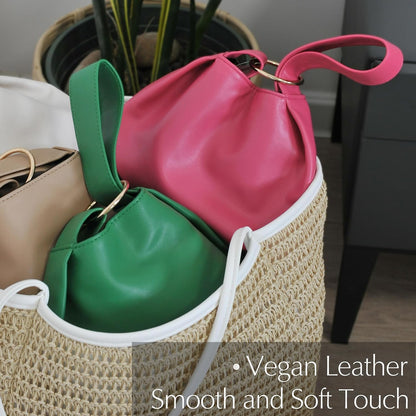 Women's Clutch Soft Vegan Leather Hobo Top Handle Bag Small Tote Purse - PuriLite