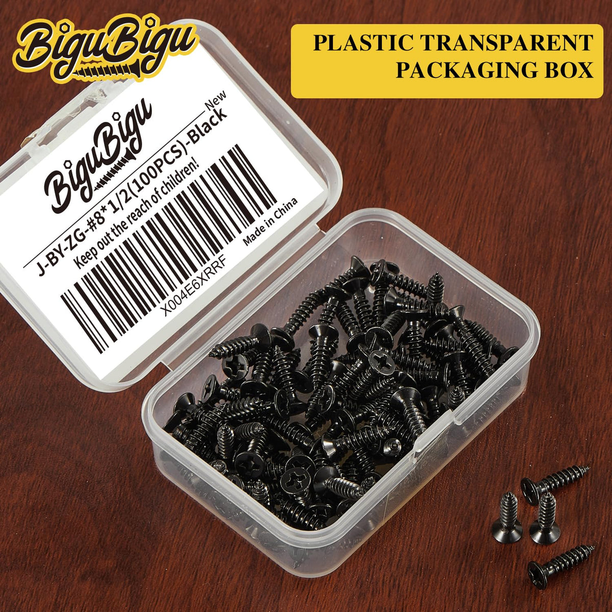 #4 * 2" Wood Screws, Flat Head Phillips Black Stainless Steel, 100Pcs Corrosion Resistant for Wood, Drywall Applications, and Outdoor Use - PuriLite