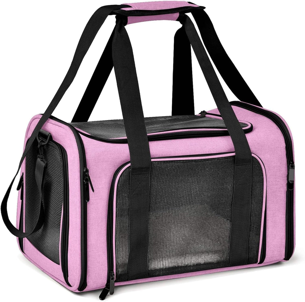 SFBAIHEN Cat Carriers Dog Carrier Pet Carrier for Small Medium Cats Dogs Puppies up to 15 Lbs, TSA Airline Approved Small Dog Carrier Soft Sided, Collapsible Waterproof Travel Puppy Carrier (Pink) - PuriLite