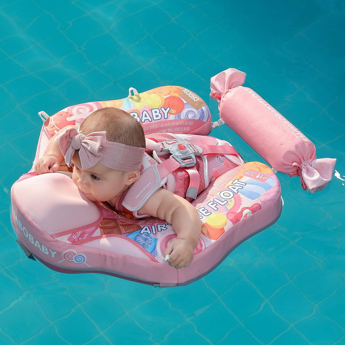 Mambobaby Baby Swim Float with Canopy, Non-Inflatable Solid Baby Float, Upgrade Soft Skin-Friendly Material Infant Swim Float - PuriLite